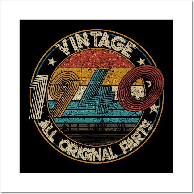 Vintage 80th birthday gift tshirt for men women Classic 1940 Wall Art by TeeBlade